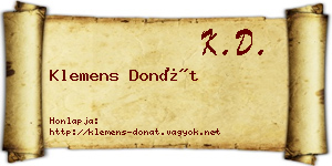 Klemens Donát névjegykártya