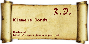 Klemens Donát névjegykártya